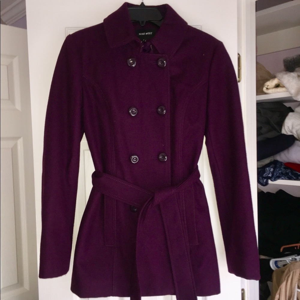 Nine West Purple overcoat double breasted - Picture 1 of 7
